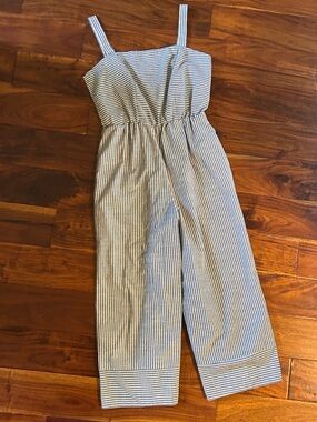 Speechless Navy and White Striped Wide-Leg Jumpsuit